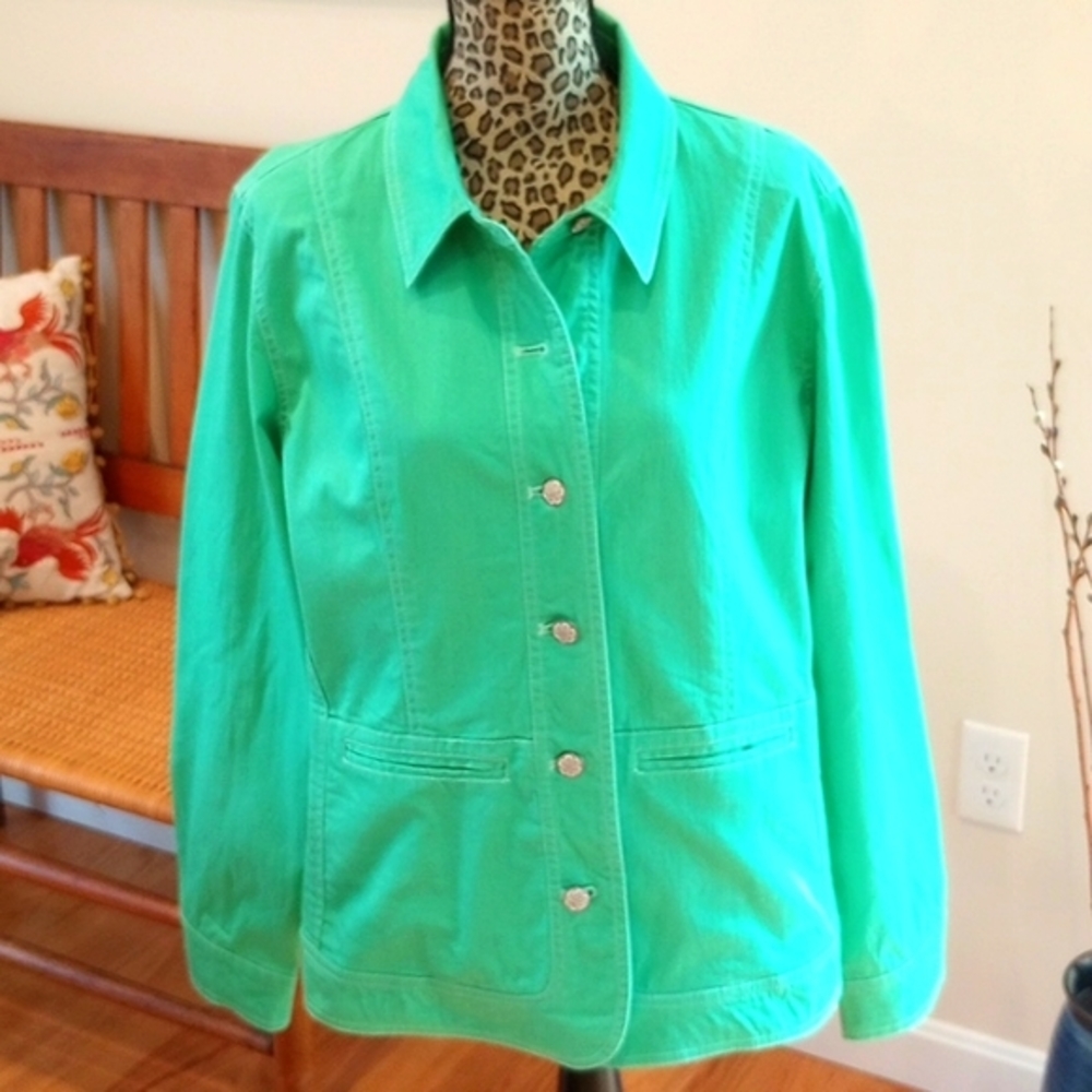 Denim & Co Jacket Size:M, Color: Aquamarine Green